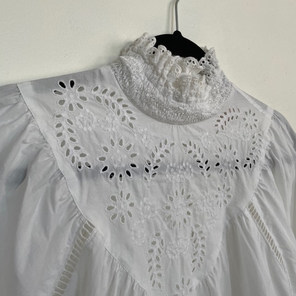 H&M cotton high neck blouse sz XS - Picture 2 of 6